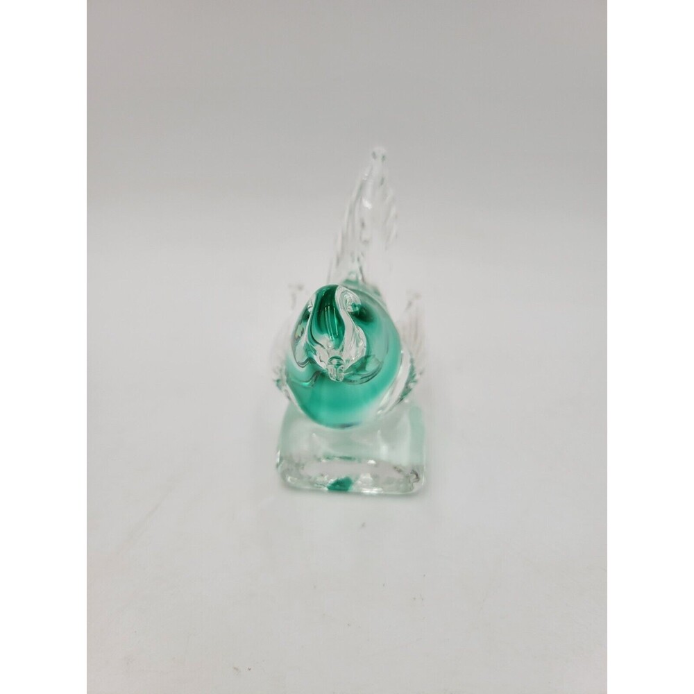 Small Art Glass bird Figurine Green‎ And Clear Hand Blown Sculpture - Picture 2 of 11